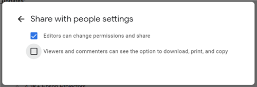 Share settings